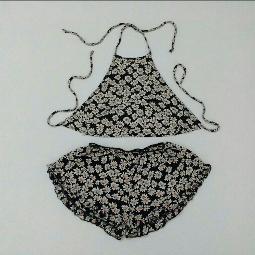 Brandy Melville Daisy Halter Top and Shorts set